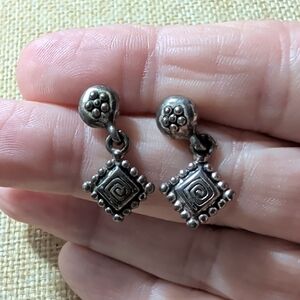 Vintage Napier Silvertoned Drop Pierced Fashion Earrings